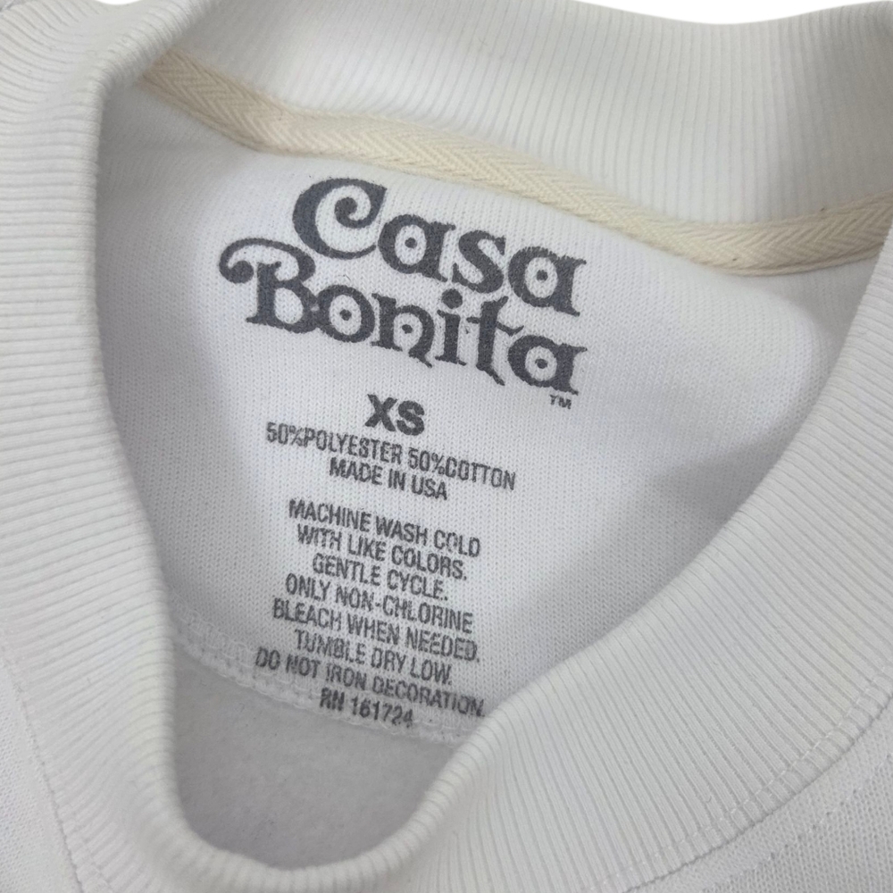 Casa Bonita Pullover Sweatshirt Womens XS White Yellow Red Crew Neck - Picture 8 of 11